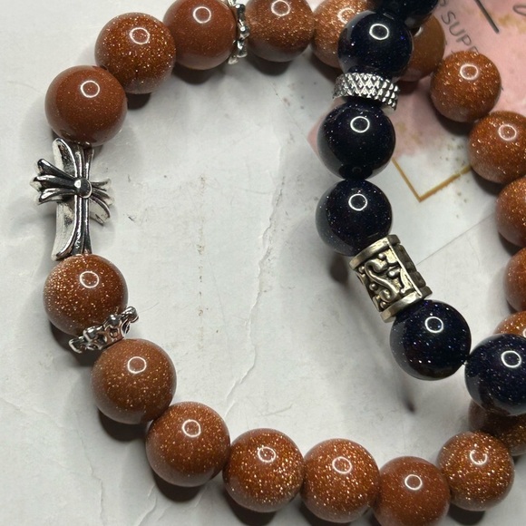 Goldstone & Blue Goldstone Bracelet Set - Picture 3 of 3